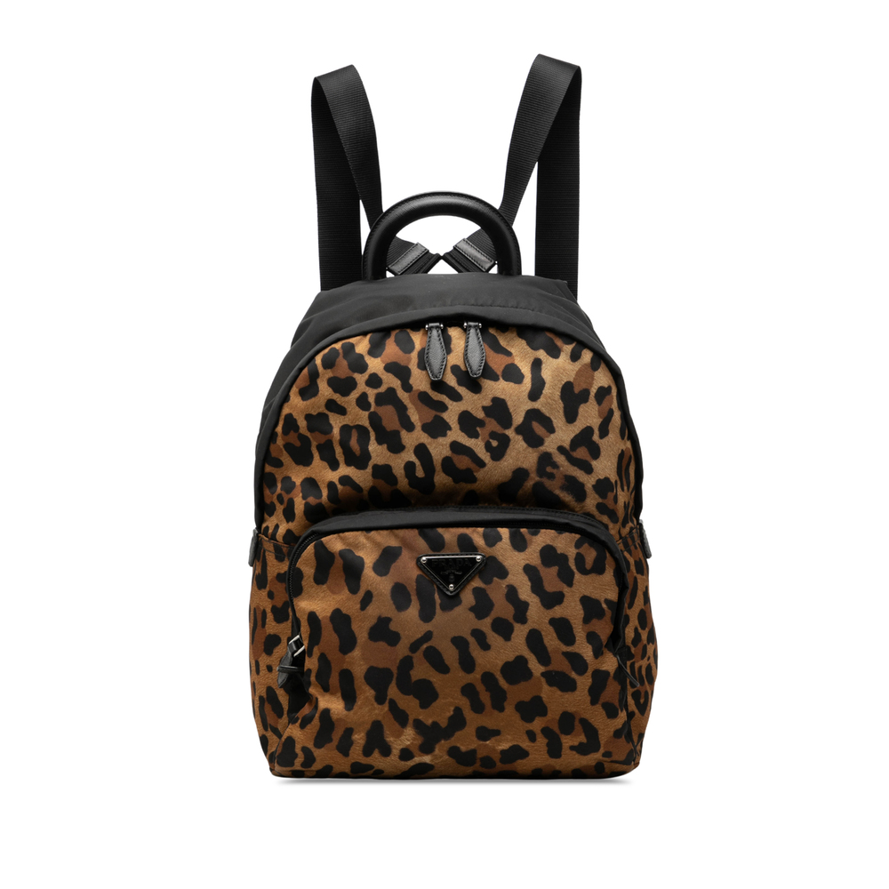 Pre-Loved Prada Leopard Print Tessuto Backpack